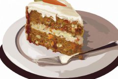DALL·E-2023-06-18-09.54.07-a-photorealistic-image-of-a-slice-of-Carrot-Cake-on-a-plate-inspired-by-the-style-of-Norman-Rockwell-silver-fork-no-letters-or-words-white-cream-ch