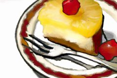 DALL·E-2023-06-18-09.54.38-a-photorealistic-image-of-a-slice-of-pineapple-upside-down-cake-on-a-plate-inspired-by-the-style-of-Norman-Rockwell-silver-fork-no-letters-or-words